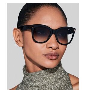 Tom Ford - Wallace 54MM Cat-Eye Sunglasses - Shiny Black/Smoke - Polarized